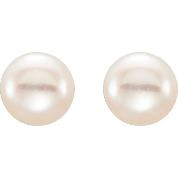 Button Pearl Stud Earrings Image 2 Blue Heron Jewelry Company Poulsbo, WA
