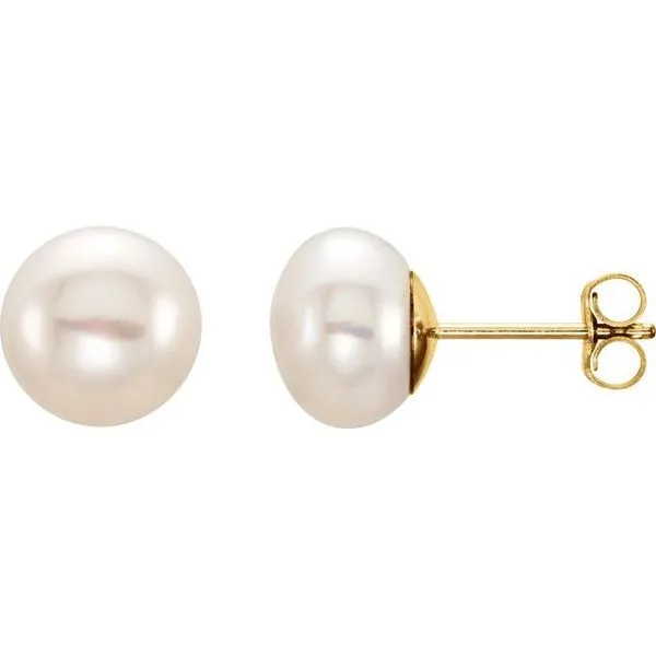 Button Pearl Stud Earrings Blue Heron Jewelry Company Poulsbo, WA