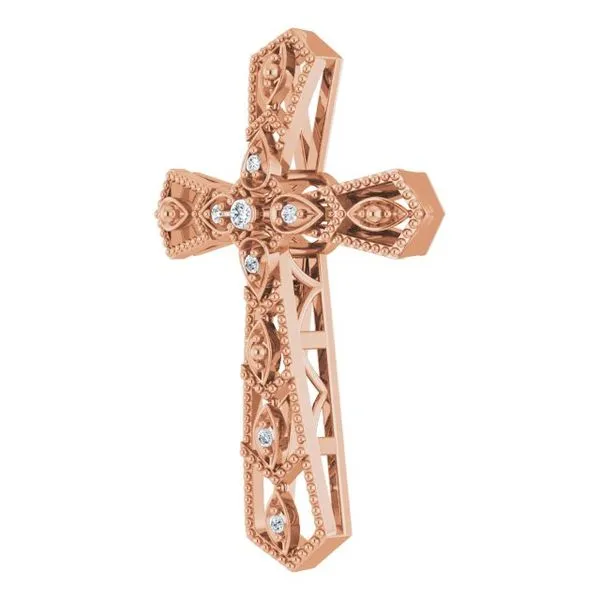 Milgrain Cross Pendant Image 2 J. Meredith Jewelers Delafield, WI