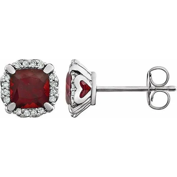 Cushion 4-Prong Halo-Style Birthstone Earrings J. Meredith Jewelers Delafield, WI