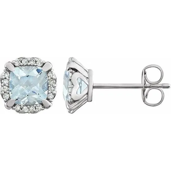 Cushion 4-Prong Halo-Style Birthstone Earrings Hopman Jewelers Elkhart, IN
