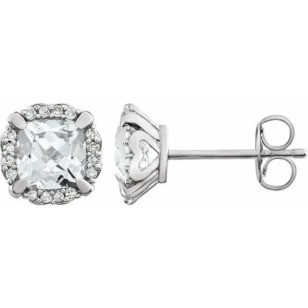 Cushion 4-Prong Halo-Style Birthstone Earrings Woelk's House of Diamonds Russell, KS