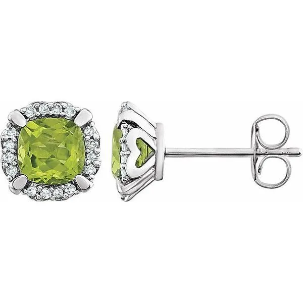 Cushion 4-Prong Halo-Style Birthstone Earrings M. J. Thomas Jewelers, Ltd. Stratford, CT