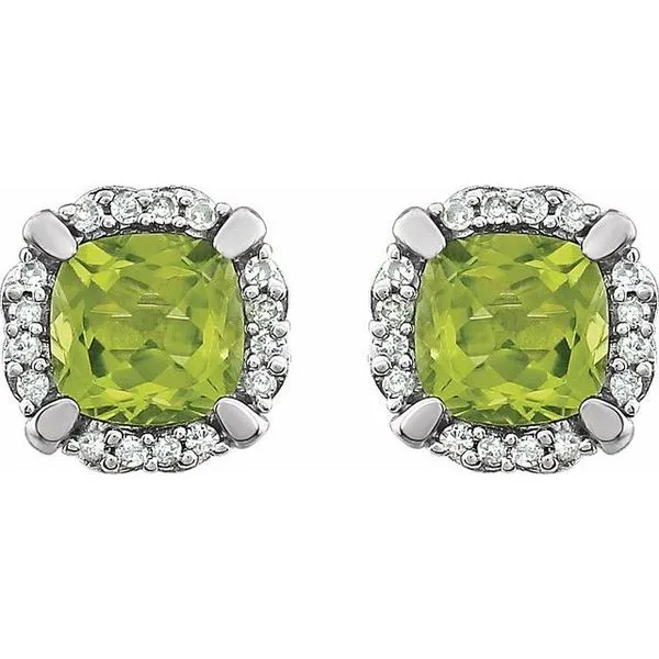 Cushion 4-Prong Halo-Style Birthstone Earrings Image 2 J. Meredith Jewelers Delafield, WI