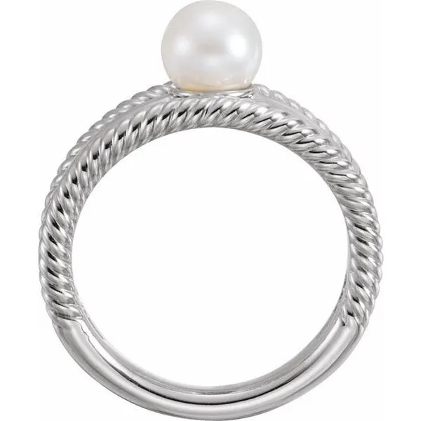 Pearl Negative Space Rope Ring Image 2 Becky Beck's Jewelry DeKalb, IL