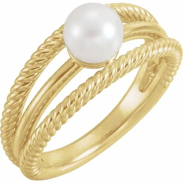 Pearl Negative Space Rope Ring Long Jewelers Chesapeake, VA
