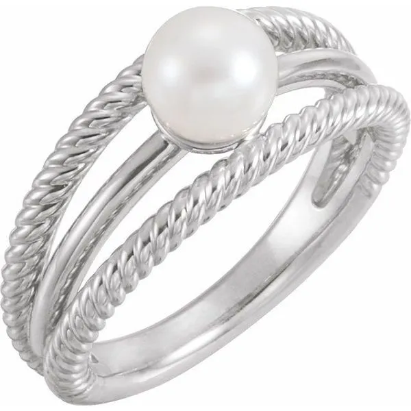 Pearl Negative Space Rope Ring J. Meredith Jewelers Delafield, WI