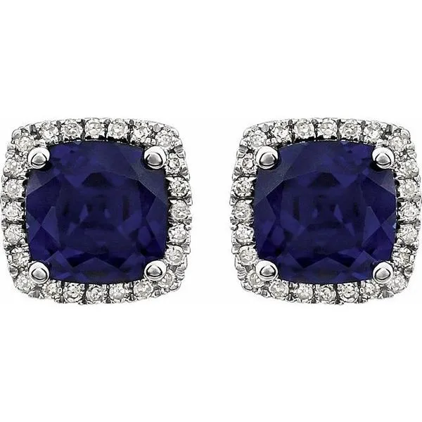 Round 4-Prong Halo-Style Earrings Image 2 Long Jewelers Chesapeake, VA