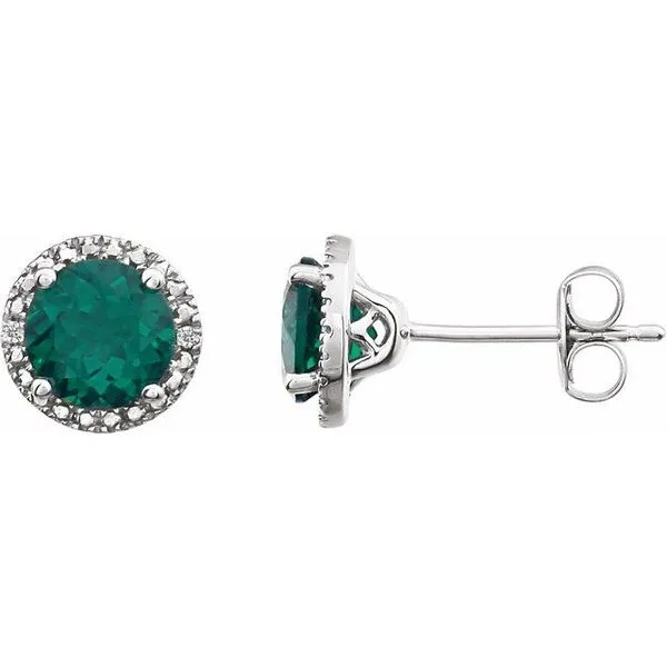 Round 4-Prong Halo-Style Birthstone Stud Earrings Hopman Jewelers Elkhart, IN