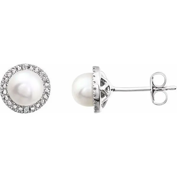 Round 4-Prong Halo-Style Birthstone Stud Earrings Long Jewelers Chesapeake, VA