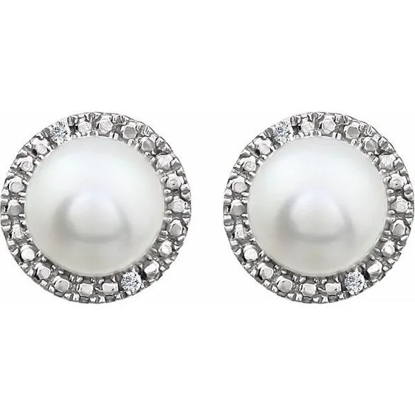 Round 4-Prong Halo-Style Birthstone Stud Earrings Image 2 Long Jewelers Chesapeake, VA