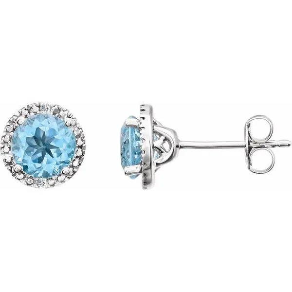 Round 4-Prong Halo-Style Birthstone Stud Earrings Hopman Jewelers Elkhart, IN
