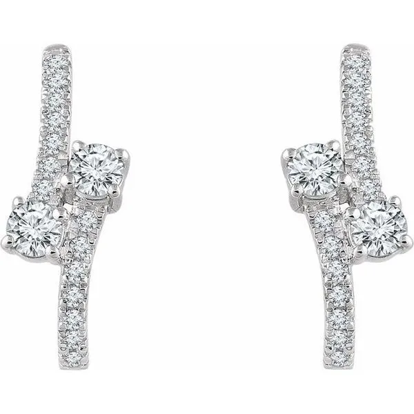 Two-Stone J-Hoop Earrings Image 2 Scirto's Jewelry Lockport, NY