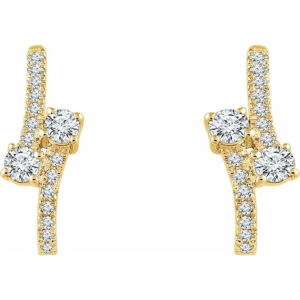 Two-Stone J-Hoop Earrings Image 2 J. Meredith Jewelers Delafield, WI