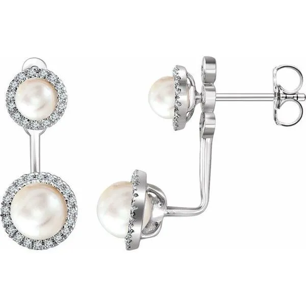 Halo-Style Pearl Earrings Long Jewelers Chesapeake, VA