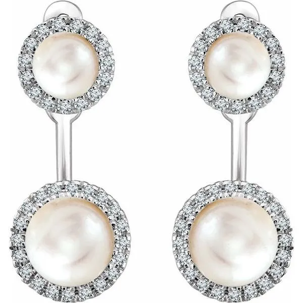 Halo-Style Pearl Earrings Image 2 J. Meredith Jewelers Delafield, WI