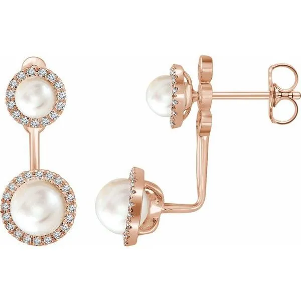 Halo-Style Pearl Earrings Long Jewelers Chesapeake, VA