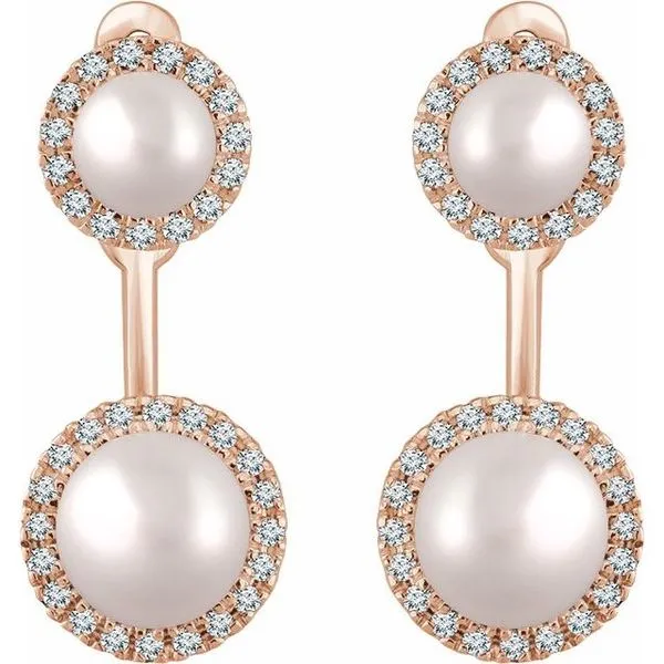 Halo-Style Pearl Earrings Image 2 Moseley Diamond Showcase Inc Lexington, SC
