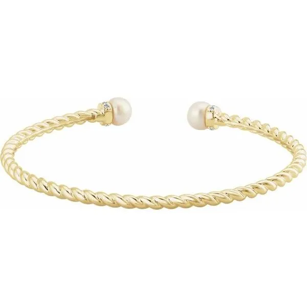 Accented Pearl Rope Cuff Bracelet Image 2 Jerald Jewelers Latrobe, PA