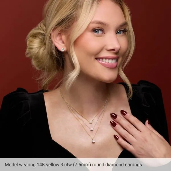 Round 3-Prong Cocktail-Style Stud Earrings Image 4 Douglas Jewelers Conroe, TX