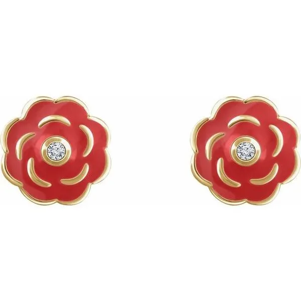 Youth Enamel Flower Earrings Image 2 Becky Beck's Jewelry DeKalb, IL