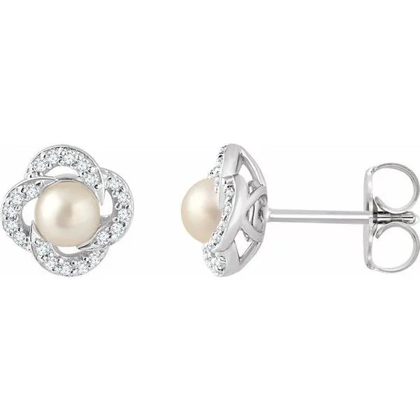 Halo-Style Pearl Earrings Rick's Jewelers California, MD