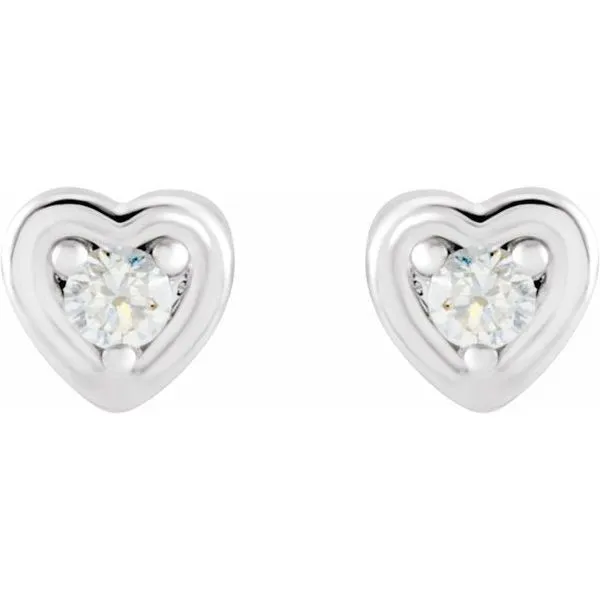Round 3-Prong Youth Heart Earrings Image 2 Milan's Jewelry Inc Sarasota, FL