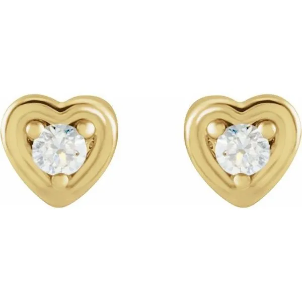 Round 3-Prong Youth Heart Earrings Image 2 Henry B. Ball Jewelers Canton, OH