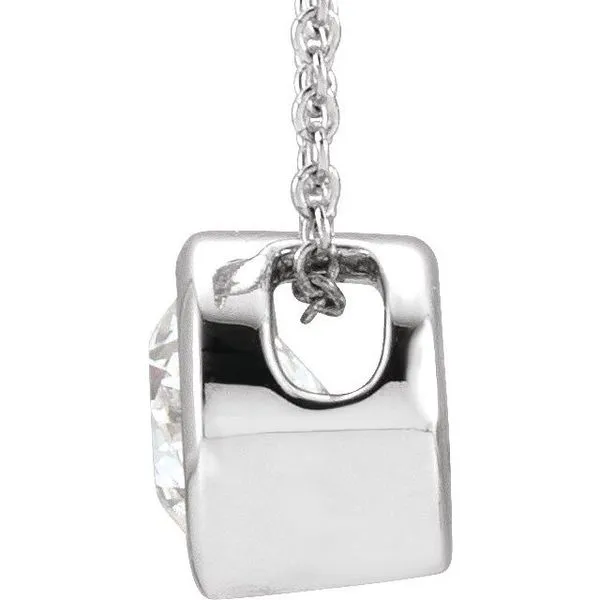 Bezel-Set Solitaire Necklace Image 2 James Wolf Jewelers Mason, OH