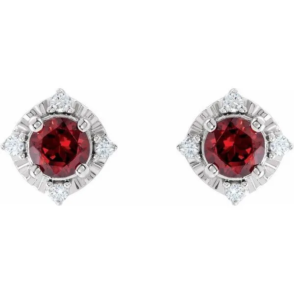 Halo-Style Birthstone Earrings Image 2 Hopman Jewelers Elkhart, IN