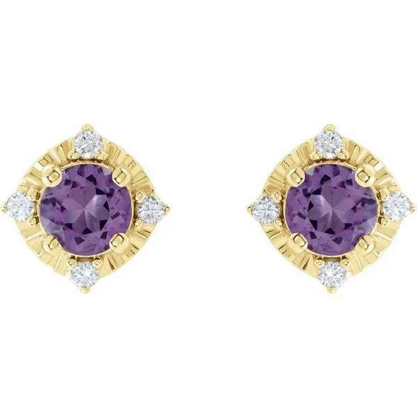 Halo-Style Birthstone Earrings Image 2 Milan's Jewelry Inc Sarasota, FL