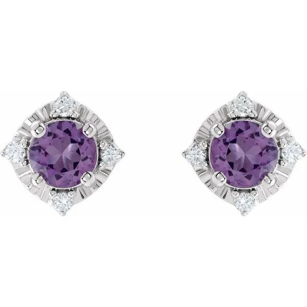 Halo-Style Birthstone Earrings Image 2 Milan's Jewelry Inc Sarasota, FL
