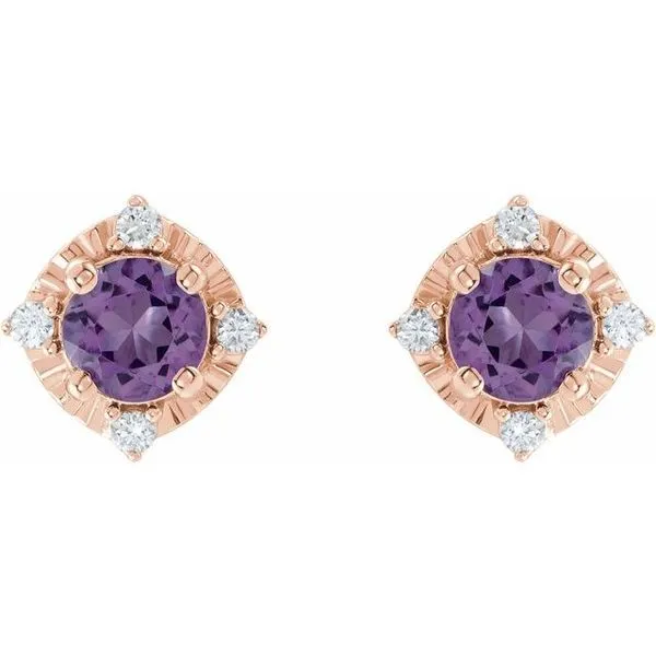 Halo-Style Birthstone Earrings Image 2 Milan's Jewelry Inc Sarasota, FL