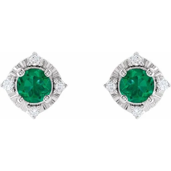 Halo-Style Birthstone Earrings Image 2 M. J. Thomas Jewelers, Ltd. Stratford, CT
