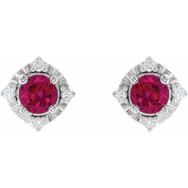 Halo-Style Birthstone Earrings Image 2 Milan's Jewelry Inc Sarasota, FL