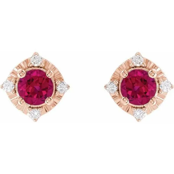 Halo-Style Birthstone Earrings Image 2 Holly's Jewelry Mountain Home, AR