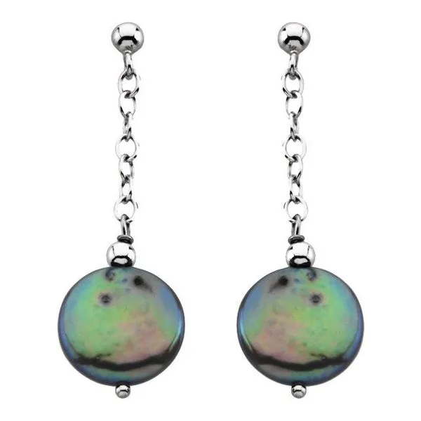 Coin Pearl Earrings Image 2 Becky Beck's Jewelry DeKalb, IL