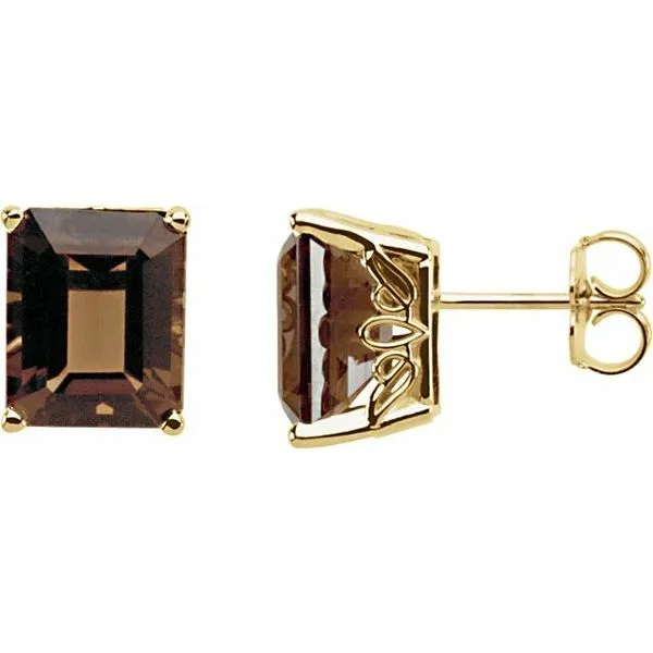 Emerald 4-Prong Scroll Setting® Stud Earrings Becky Beck's Jewelry DeKalb, IL