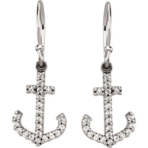 Accented Anchor Earrings Image 2 Hart's Jewelers Grants Pass, OR