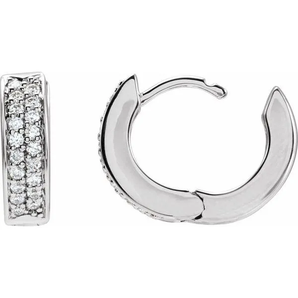 Accented Hinged Hoop Earrings Image 3 Hart's Jewelers Grants Pass, OR