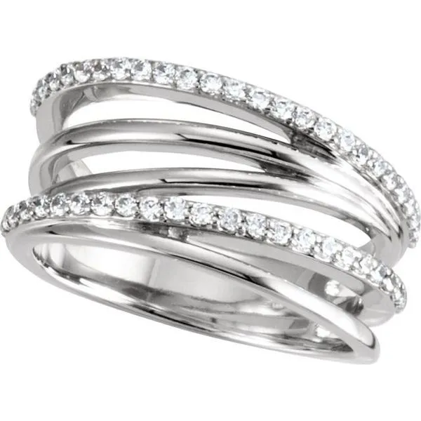 Accented Criss-Cross Ring Image 2 Hart's Jewelers Grants Pass, OR