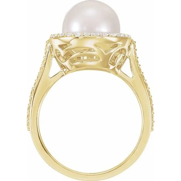 Halo-Style Pearl Ring Image 2 Arnold's Jewelry and Gifts Logansport, IN