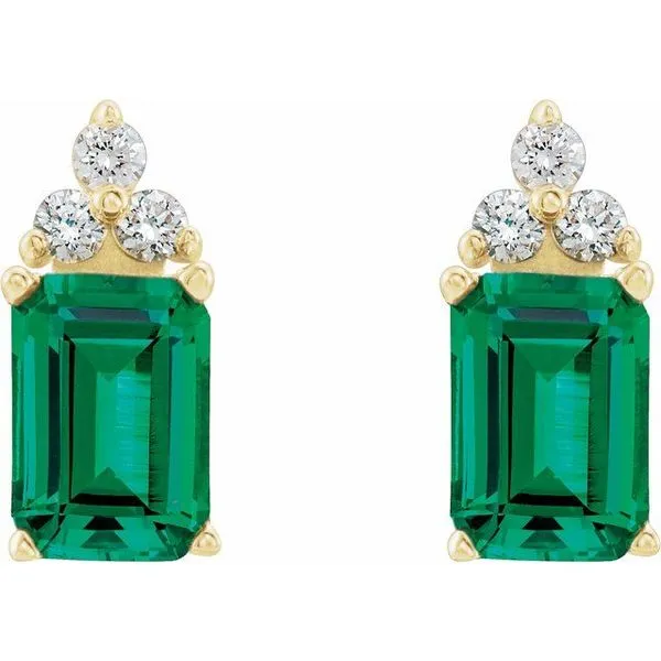 Emerald 4-Prong Accented Earrings Image 2 Holly's Jewelry Mountain Home, AR
