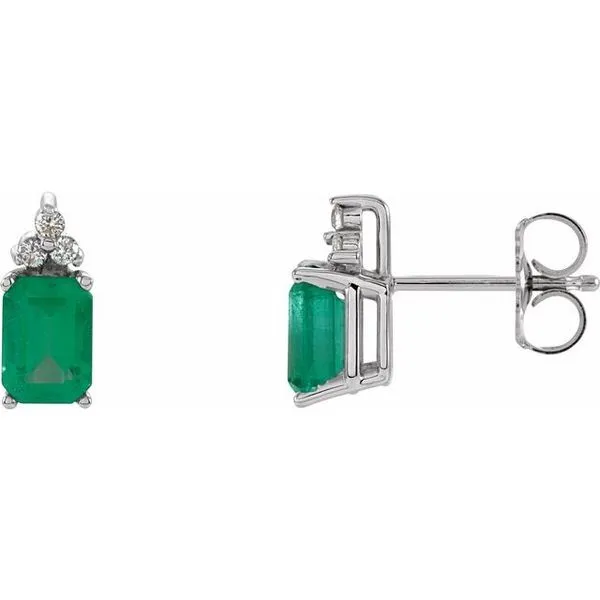 Emerald 4-Prong Accented Stud Earrings Holly's Jewelry Mountain Home, AR