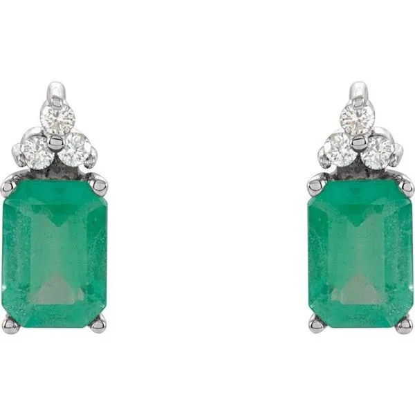 Emerald 4-Prong Accented Stud Earrings Image 2 Holly's Jewelry Mountain Home, AR