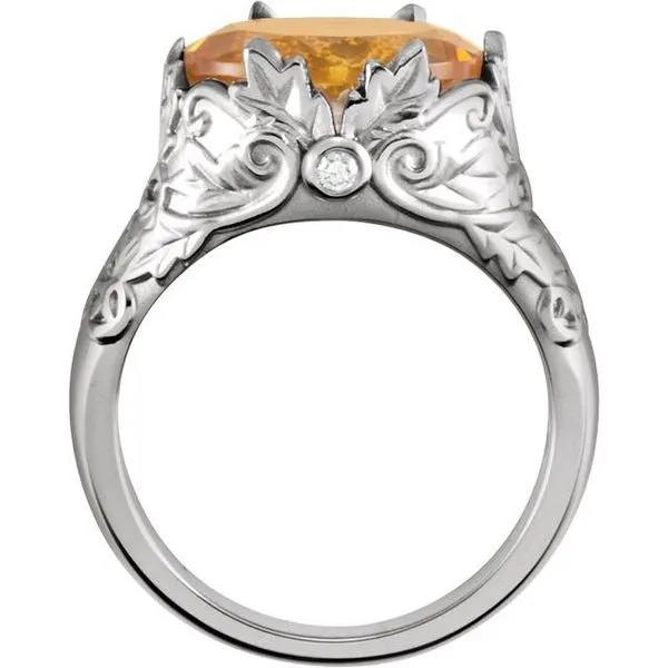 Accented Leaf Ring Image 2 Linwood Custom Jewelers Linwood, NJ