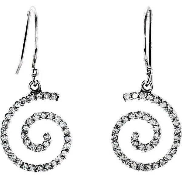 Accented Spiral Earrings Image 2 Linwood Custom Jewelers Linwood, NJ