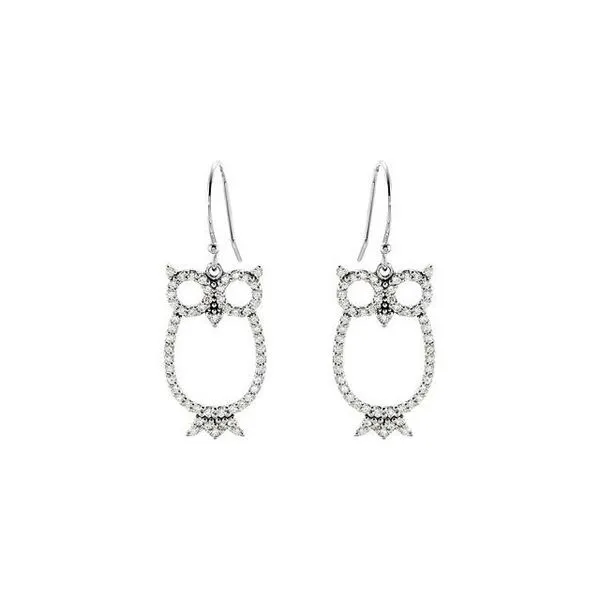 Accented Owl Earrings Image 2 Scirto's Jewelry Lockport, NY