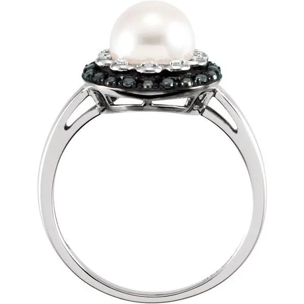 Halo-Style Pearl Ring Image 2 Becky Beck's Jewelry DeKalb, IL