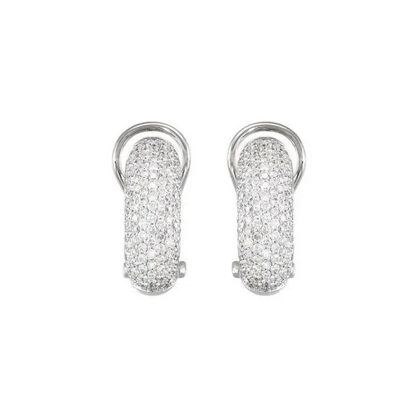 Pavé Omega Clip Earrings Image 2 Scirto's Jewelry Lockport, NY